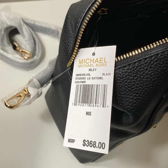 Michael Kors Riley studded pebble leather large satchel bag - Picture 6 of 7